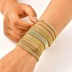 18K Gold-Plated Stainless Steel Weaving Mesh Chain Bracelet