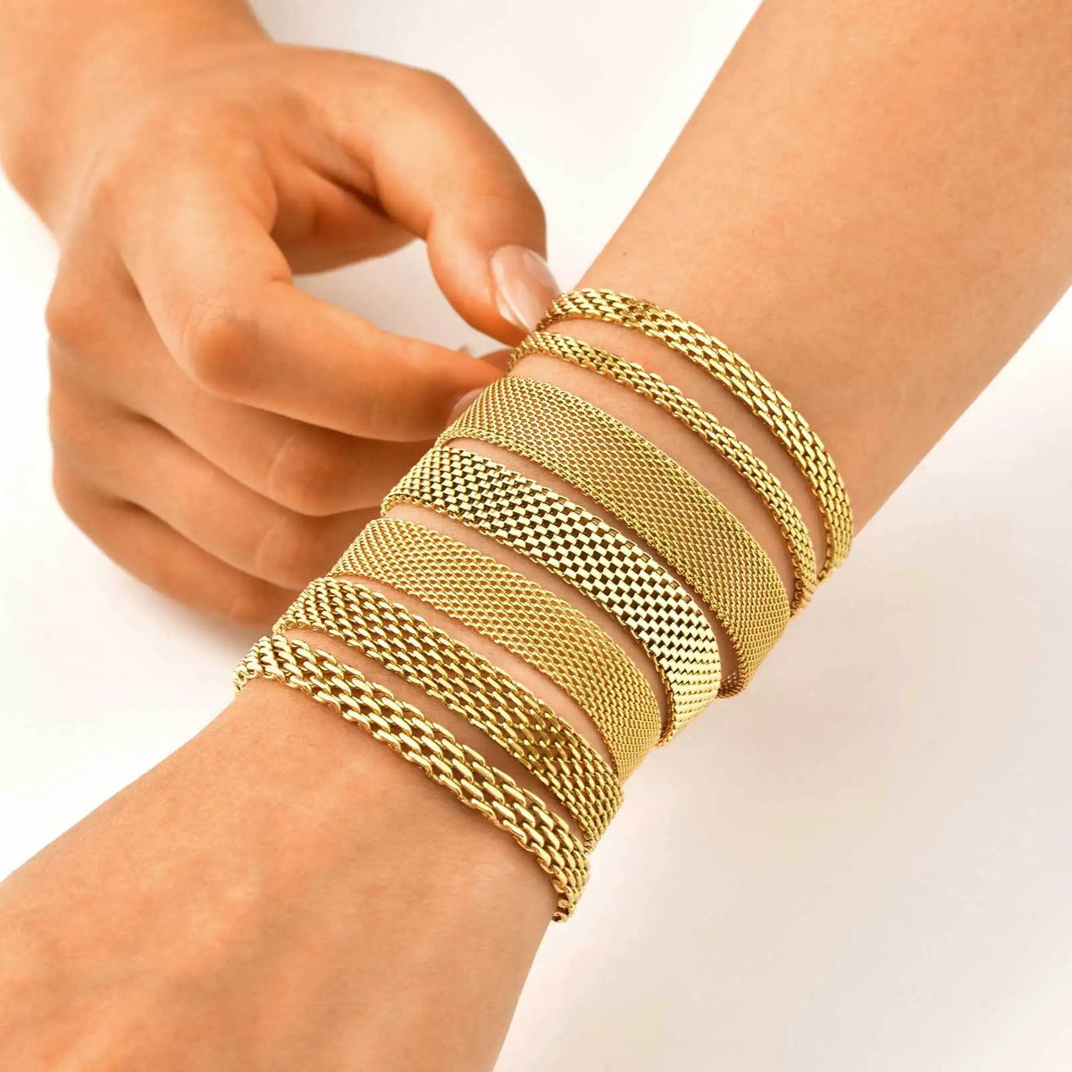 18K Gold-Plated Stainless Steel Weaving Mesh Chain Bracelet