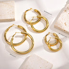 18k Gold Plated Stainless Steel Circle Hoop Earrings