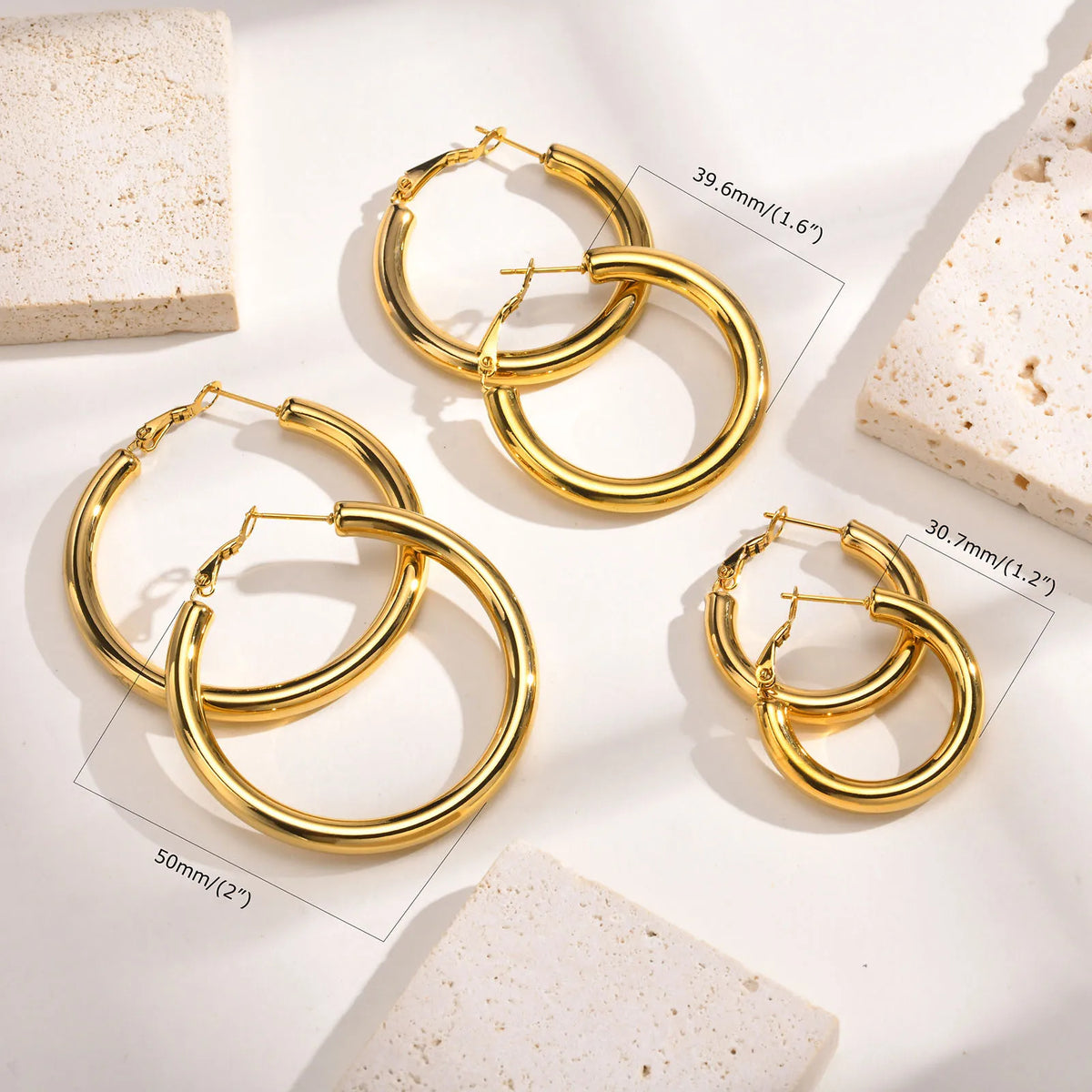 18k Gold Plated Stainless Steel Circle Hoop Earrings