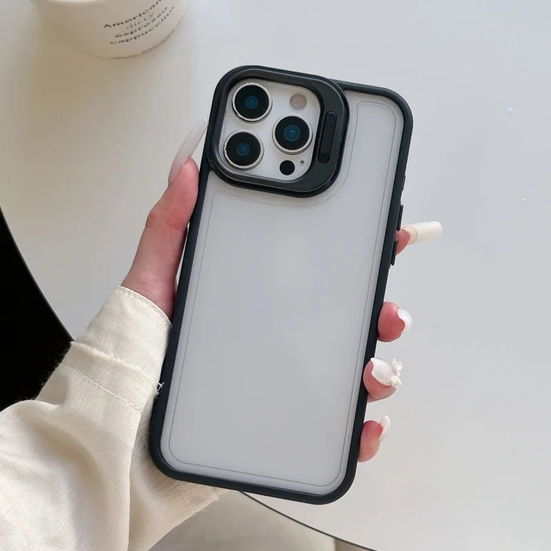 Matte Transparent Lnvisible Lens Bracket Phone Case