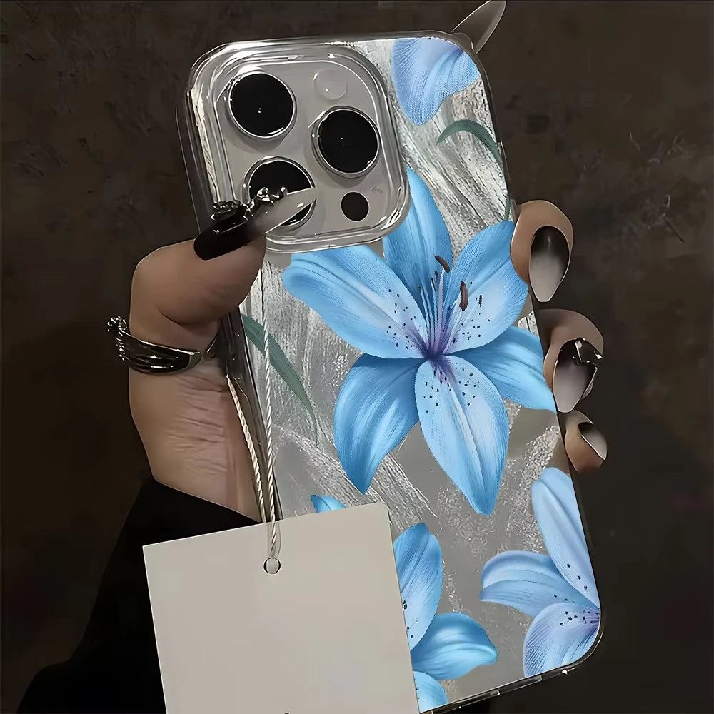 Blue Lily Floral Pattern Phone Case For Samsung