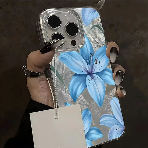 Blue Lily Floral Pattern Phone Case For Samsung