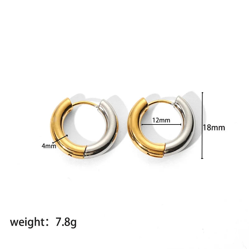 Stainless Steel Hoop Earrings  Gold Silver Color