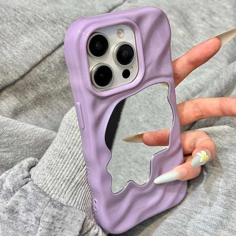 Wave style makeup mirror phone case