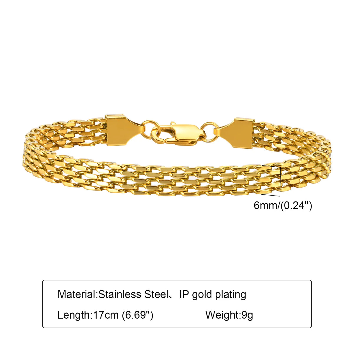 18K Gold-Plated Stainless Steel Weaving Mesh Chain Bracelet