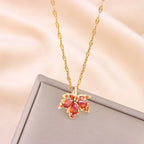 Gold-plated Red Maple Leaf Pendant Necklace