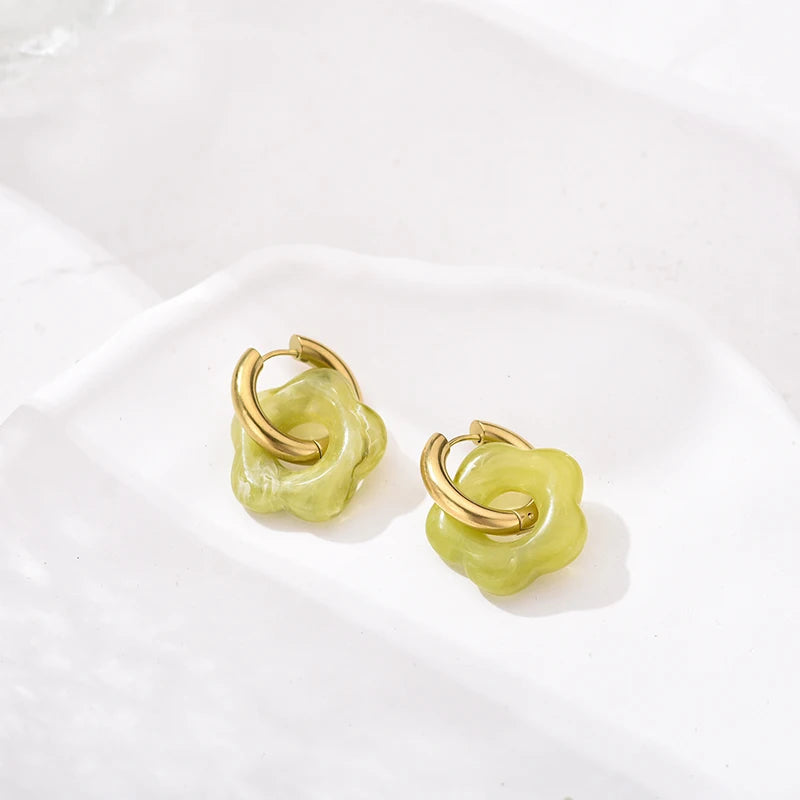 Flower Resin Acrylic Earrings