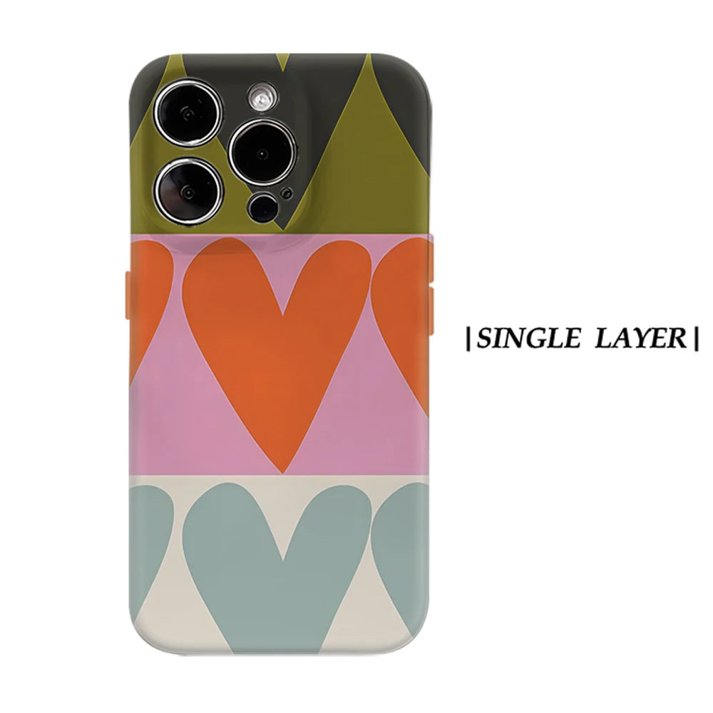 Retro Multi - Color Heart Phone Case