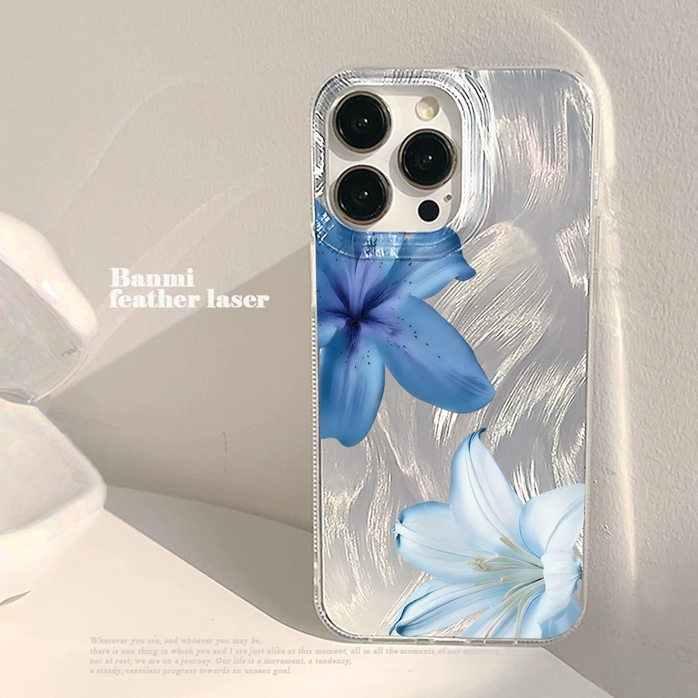 Blue Lily Flowers Pattern for iPhone