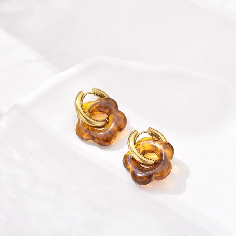 Flower Resin Acrylic Earrings