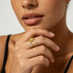 Two-color Star Shaped Zircon Ring