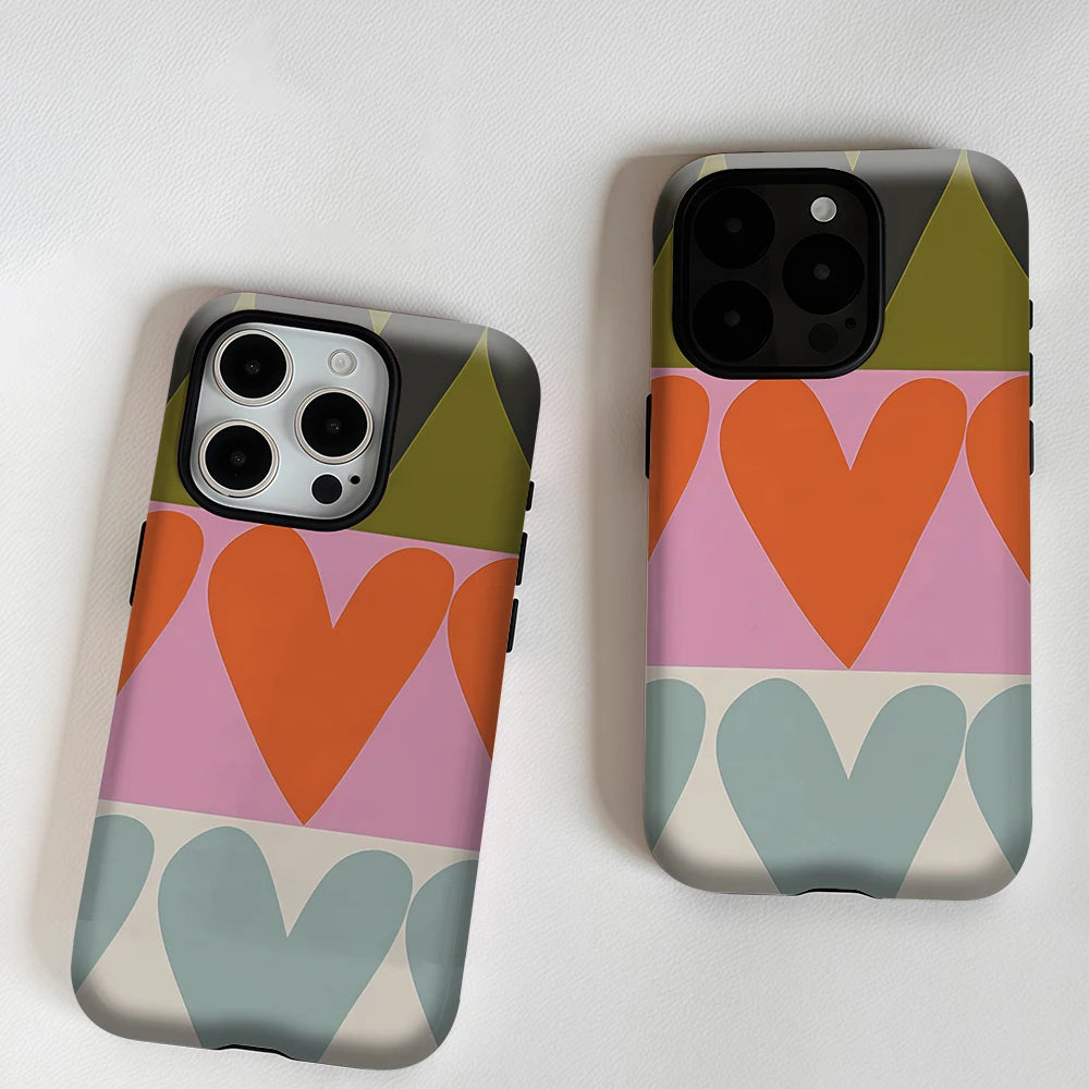 Retro Multi - Color Heart Phone Case